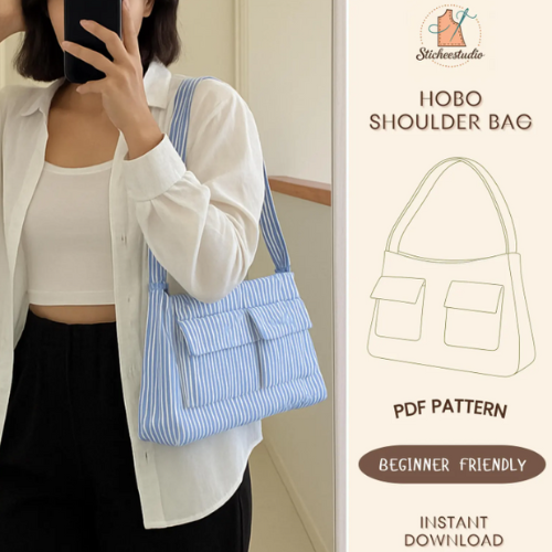Hobo Bag Sewing Pattern - Shoulder Purse PDF Download - Beginner Friendly - Instant download
