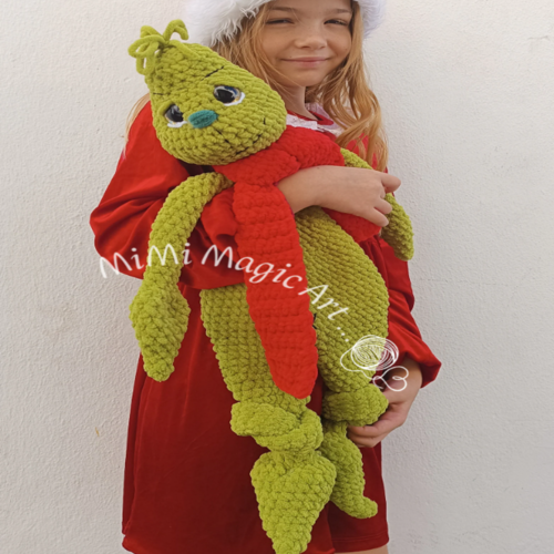 Crochet Green Snuggler Pattern: Holiday Plush Toy