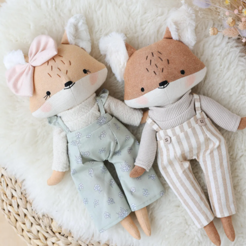 Fox doll sewing pattern animal soft toy pdf