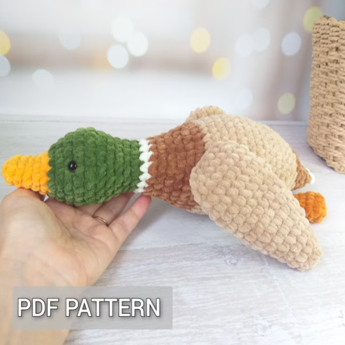 Crochet duck Pattern, plush mallard duck