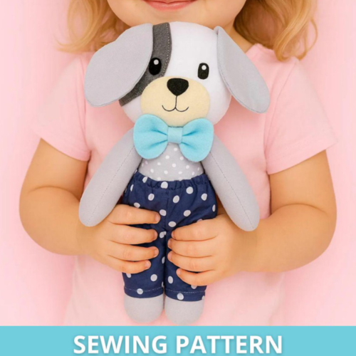 Dog Doll Sewing Pattern PDF – Plush Toy with Clothes
