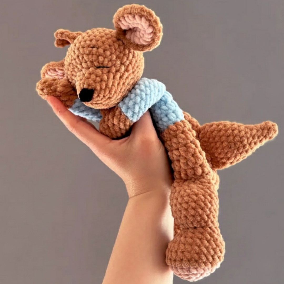 Crochet snuggler pattern, Roo, Kangaroo, lovey, PDF in English