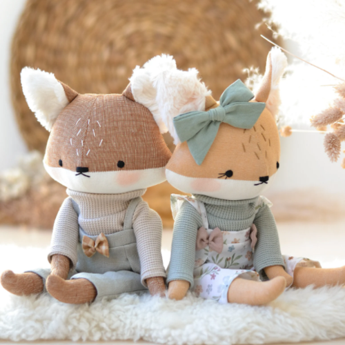 Fox doll sewing pattern animal soft toy pdf diy tutorial