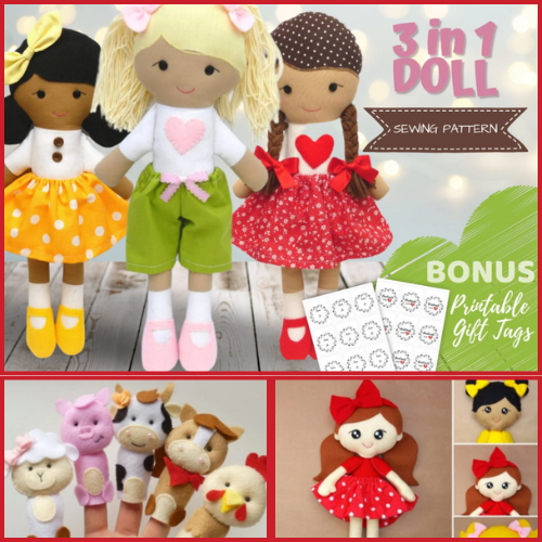 PDF Quiet Book Sewing PATTERN & Tutorial - Dollhouse pattern, felt doll pattern, dress up doll, rag doll with clothes, busy book template