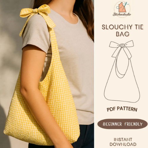 Slouchy Tie Bag Sewing Pattern: Beginner-Friendly Crossbody, Shoulder Bag (PDF Download)