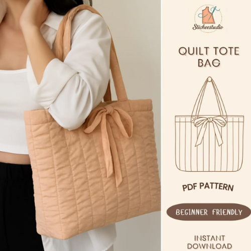Quilted Tote Bag Sewing Pattern: Beginner Friendly PDF Template (A4/Letter)