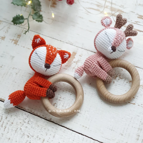 Deer and Fox | Fox baby rattle