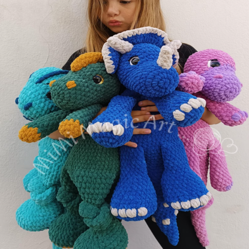 Dinosaur Snuggler Crochet Patterns: Amigurumi T-Rex, Triceratops, & More
