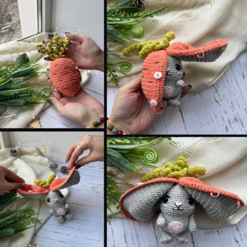 PDF Crochet Bunny Carrot Amigurumi Pattern, Easter Crochet Bunny Pattern