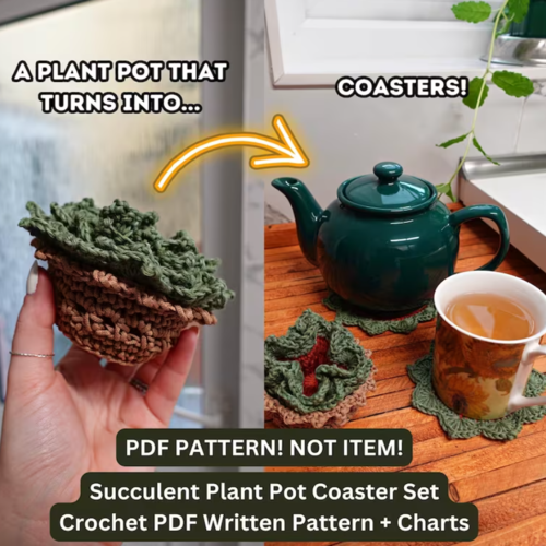 Crochet Succulent Plant Pot Coaster Set Pattern