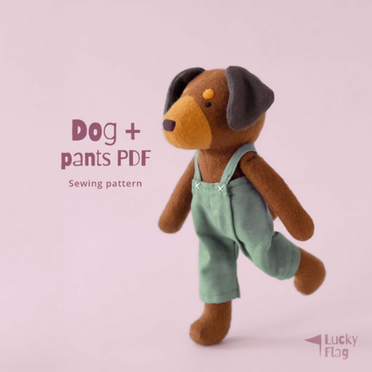 Dog Plush Sewing Pattern + Clothes in PDF
