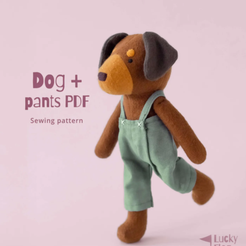 Dog Sewing Pattern + Clothes in PDF – Cute Plush – DIY Stuffed Animal