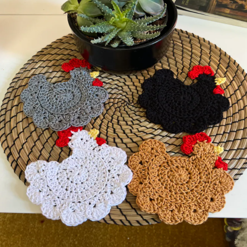 Crochet Chicken Coaster Pattern
