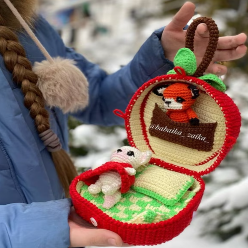PDF Crochet Pattern Foxes in Apple, Amigurumi baby fox pattern