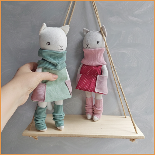 Cat Doll Sewing Pattern: 12" Stuffed Kitty with Clothes