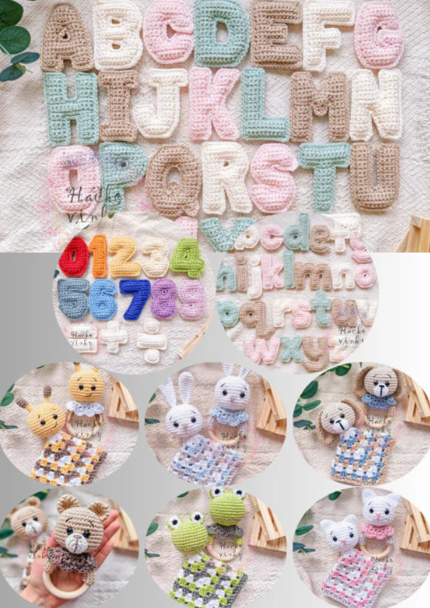 Crochet Patterns Bundle Alphabet, numbers, rattles