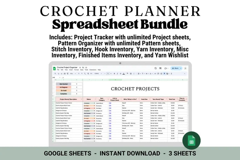 Crochet Planning Spreadsheet Bundle
