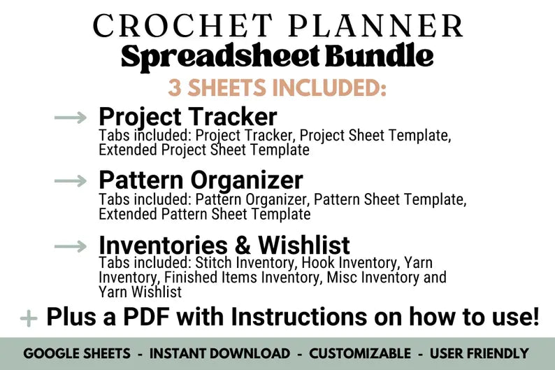 Crochet Planning Spreadsheet Bundle
