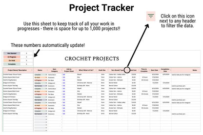 Crochet Planning Spreadsheet Bundle
