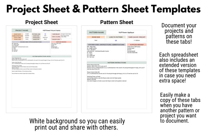 Crochet Planning Spreadsheet Bundle