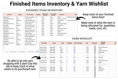 Crochet Planning Spreadsheet Bundle