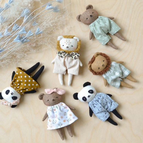 Bear / Panda / Lion mini doll sewing pattern animal toy easy soft toy tutorial