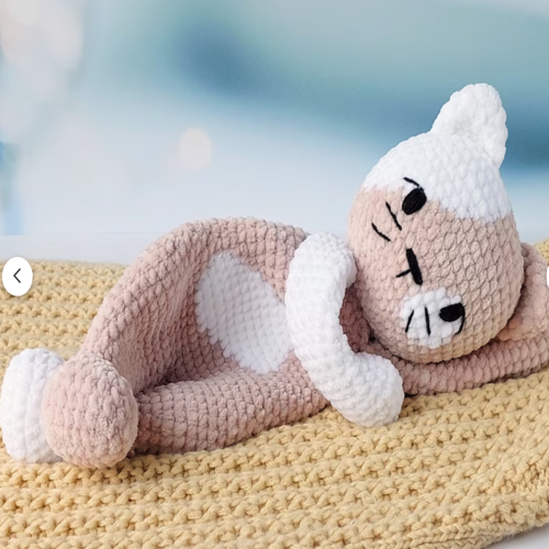 Comforter cat, Kitten lovey, Crochet doll snuggler